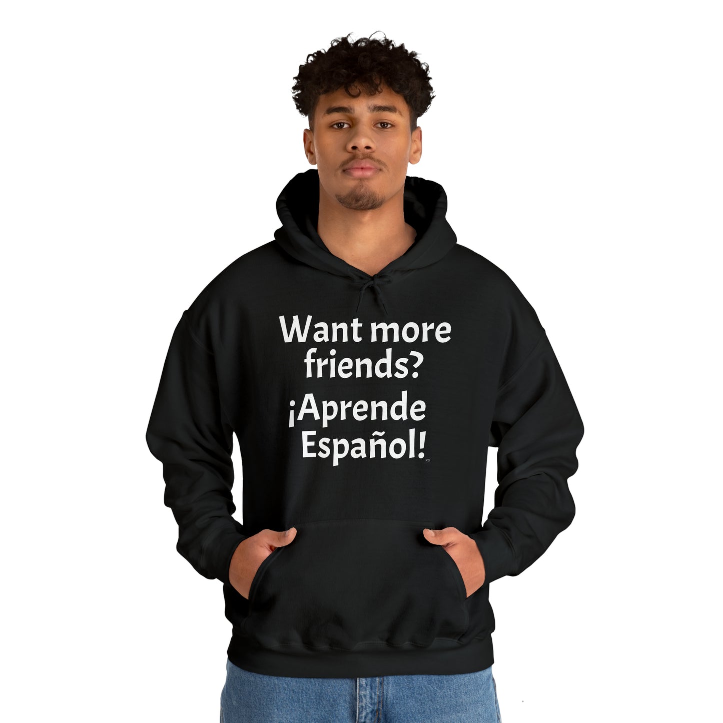 ¿Quieres más amigos? ¡Aprende español! - Sudadera con capucha de mezcla pesada