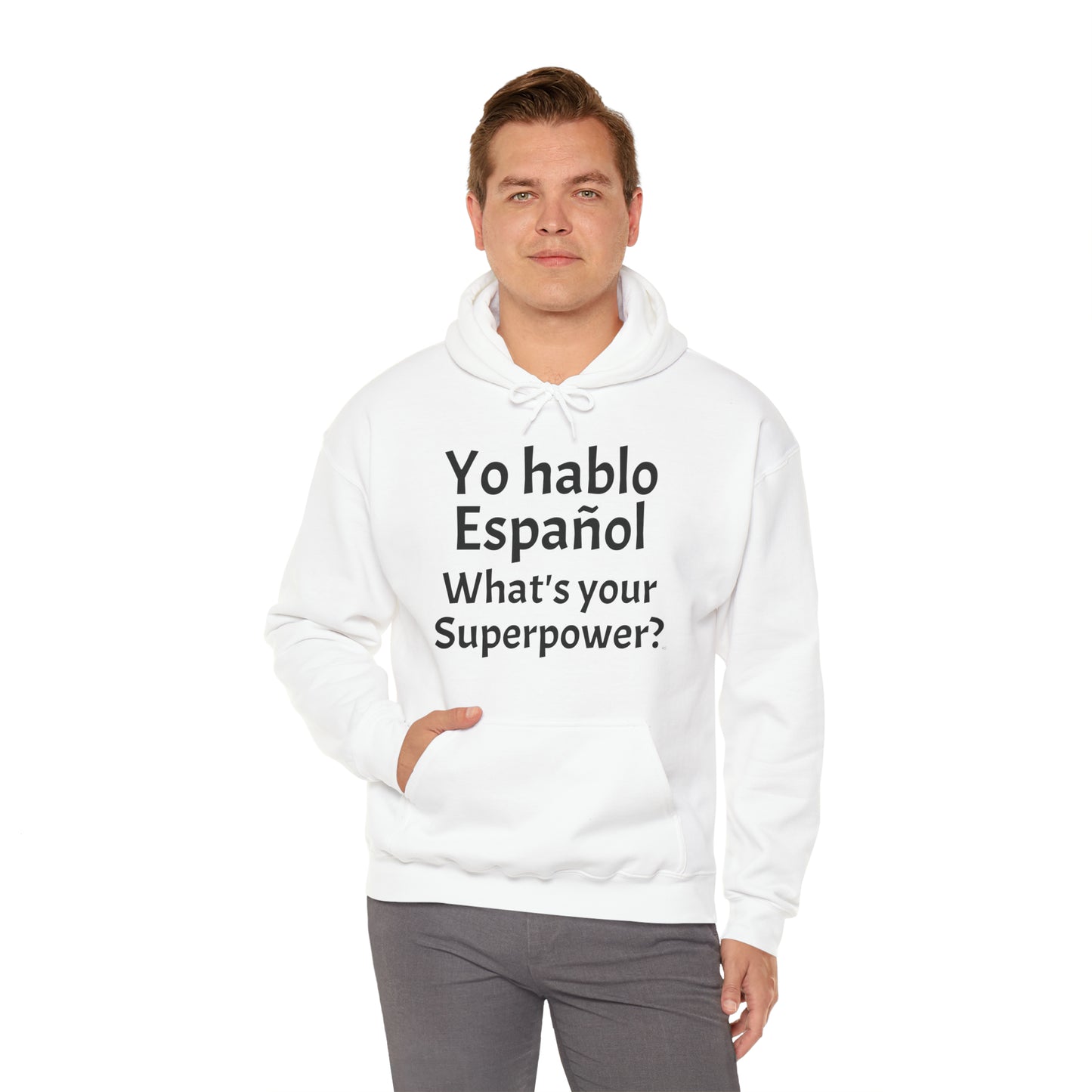 Yo hablo Español, ¿Cuál es tu superpoder? - Sudadera con capucha de mezcla pesada