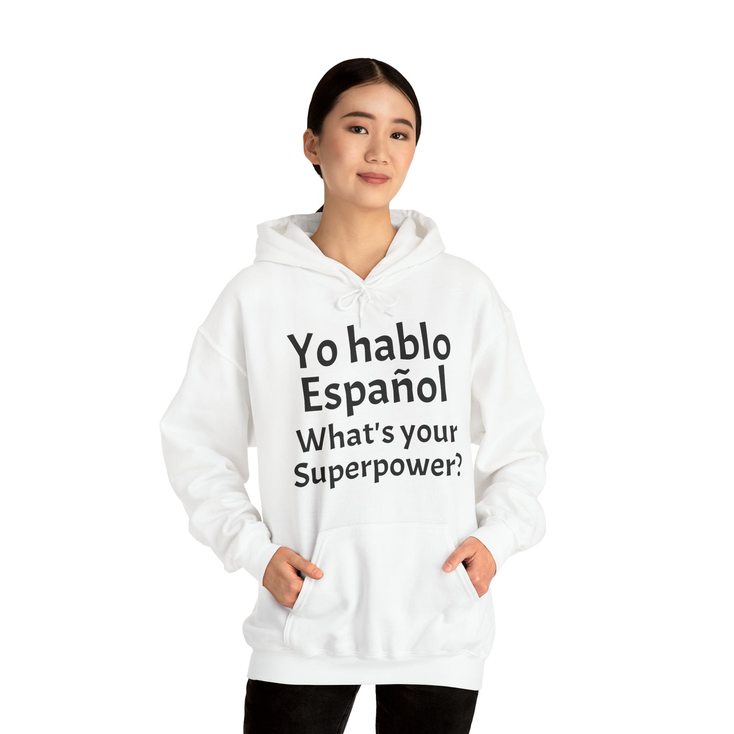 Yo hablo Español, ¿Cuál es tu superpoder? - Sudadera con capucha de mezcla pesada