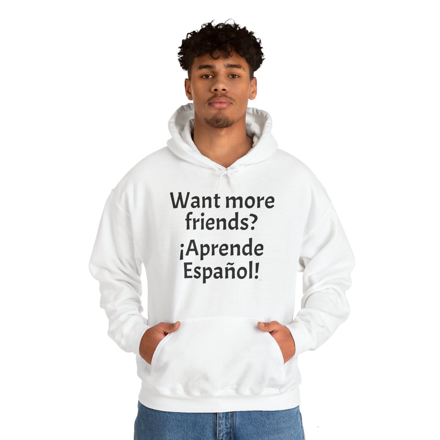 ¿Quieres más amigos? ¡Aprende español! - Sudadera con capucha de mezcla pesada