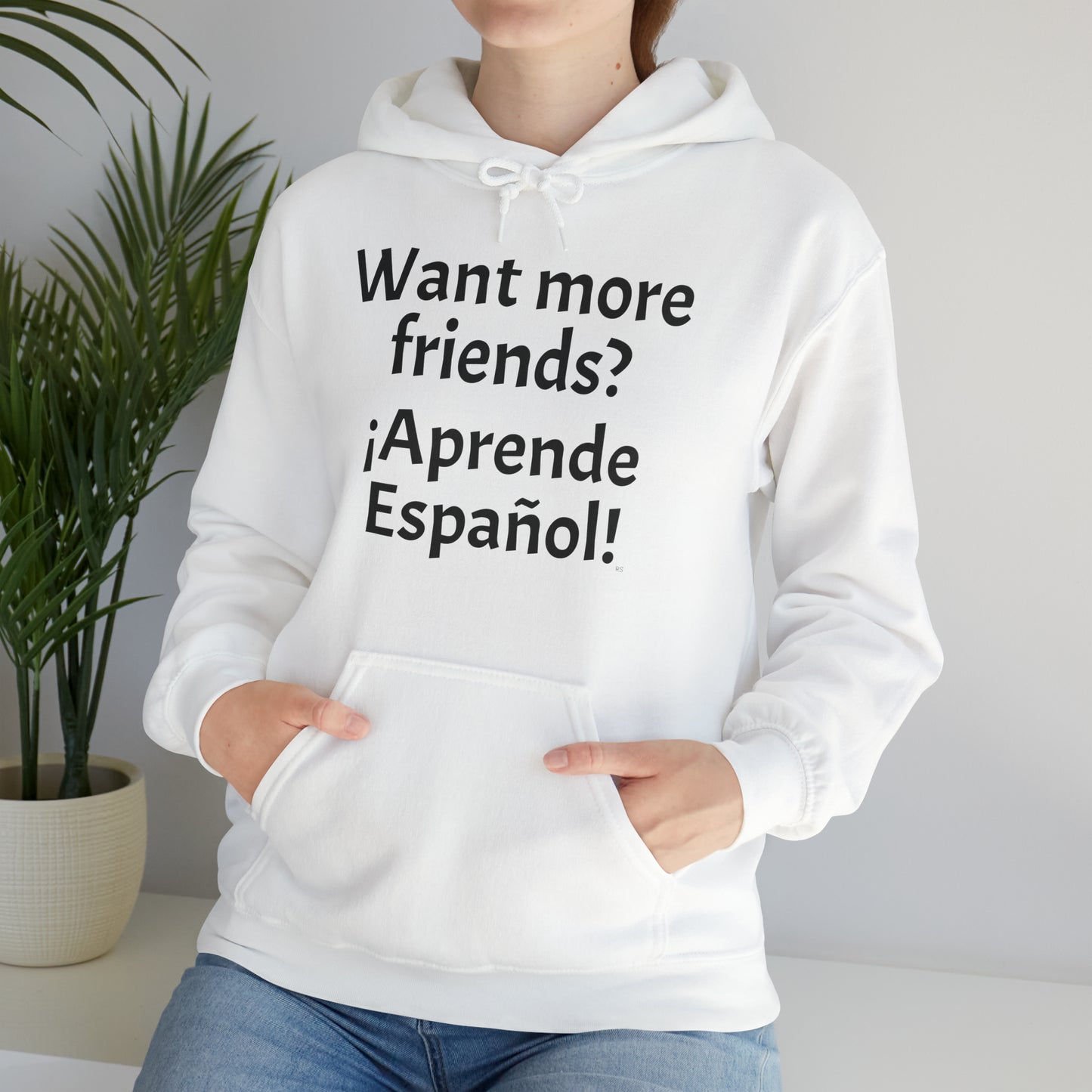 ¿Quieres más amigos? ¡Aprende español! - Sudadera con capucha de mezcla pesada