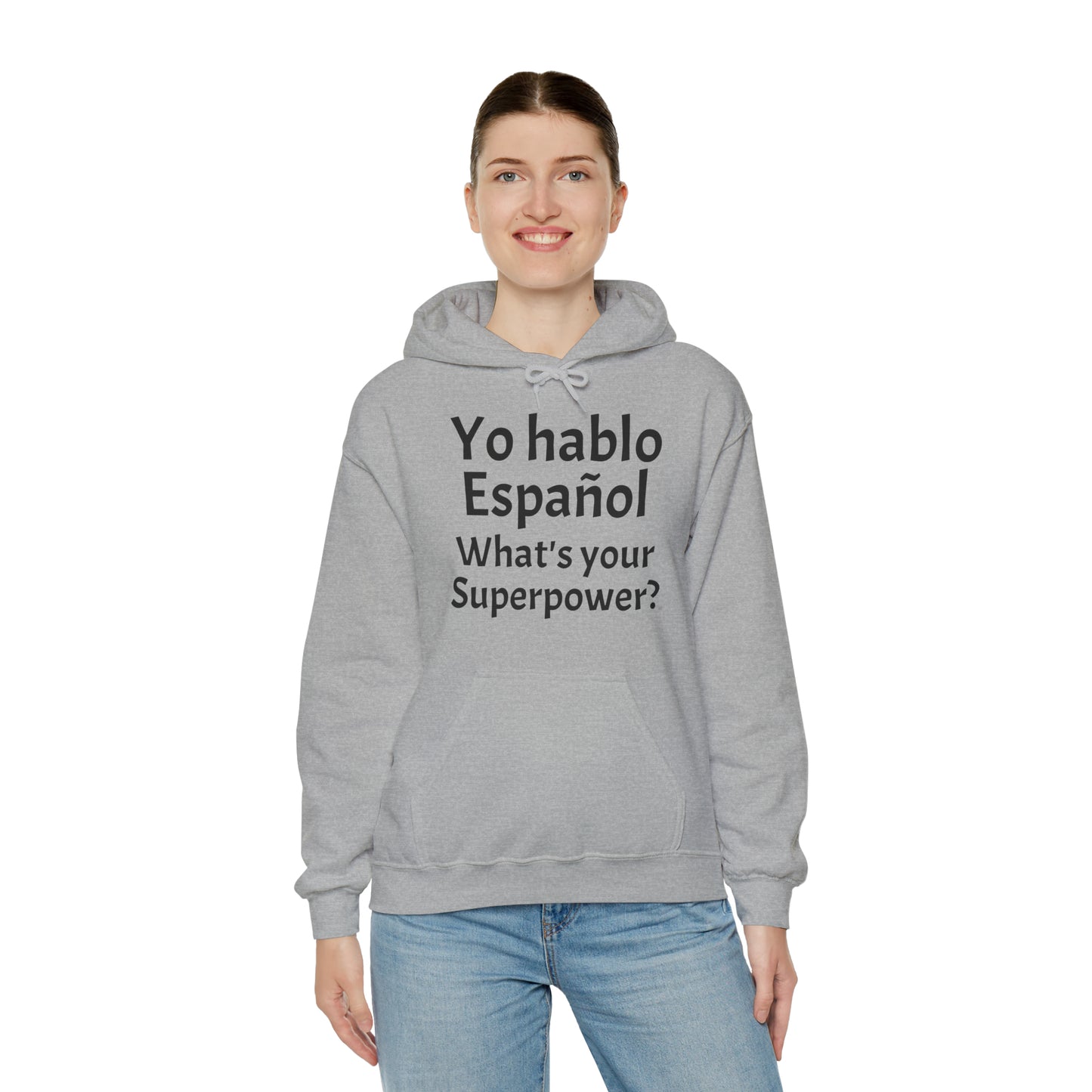 Yo hablo Español, ¿Cuál es tu superpoder? - Sudadera con capucha de mezcla pesada