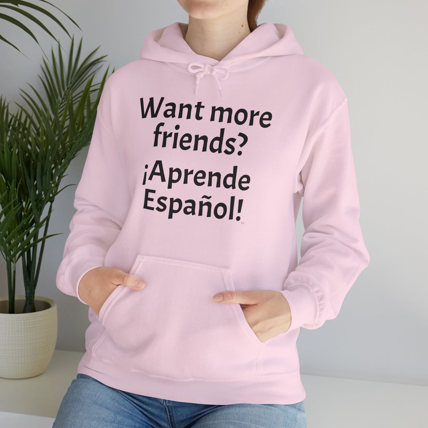 ¿Quieres más amigos? ¡Aprende español! - Sudadera con capucha de mezcla pesada