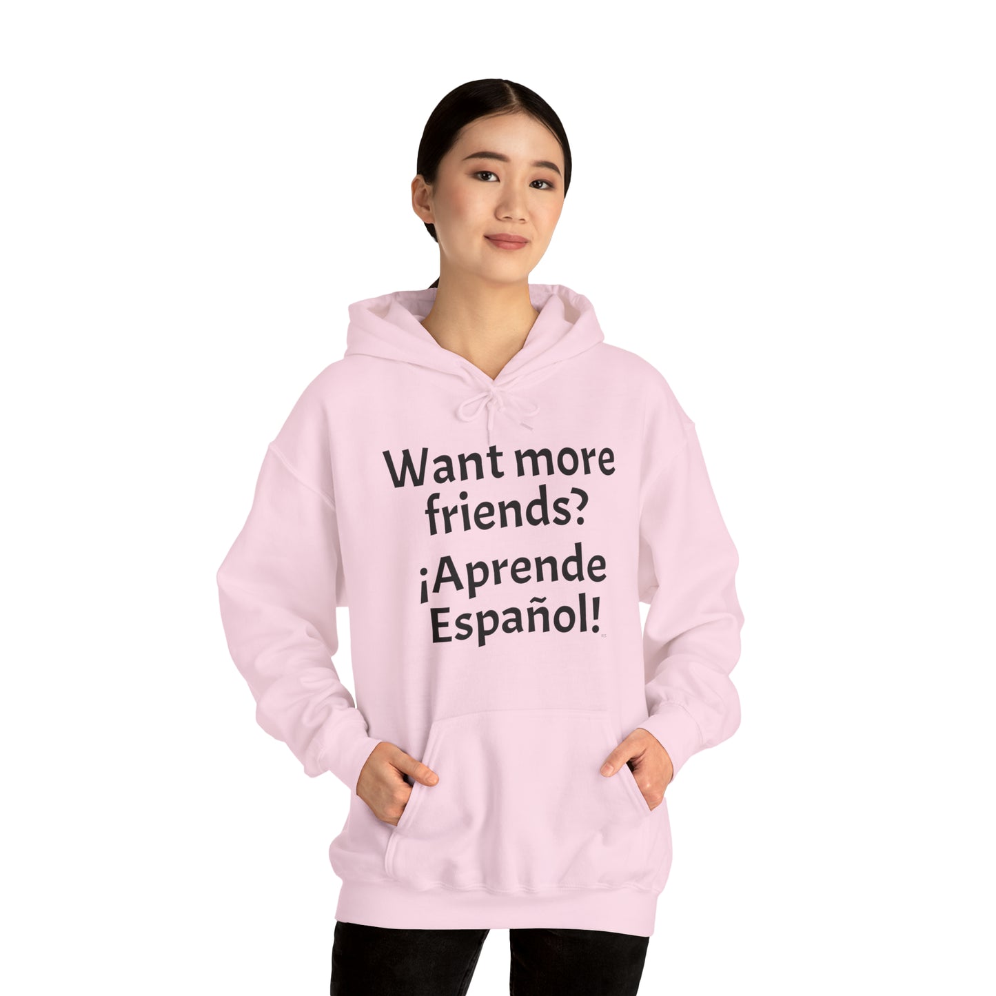 ¿Quieres más amigos? ¡Aprende español! - Sudadera con capucha de mezcla pesada