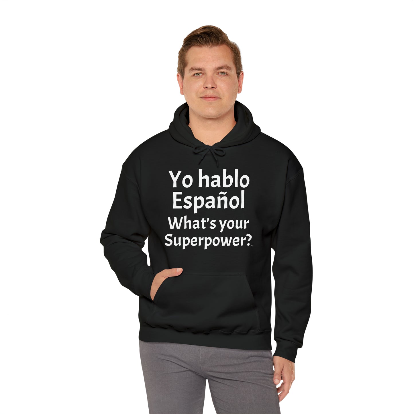 Yo hablo Español, ¿Cuál es tu superpoder? - Sudadera con capucha de mezcla pesada