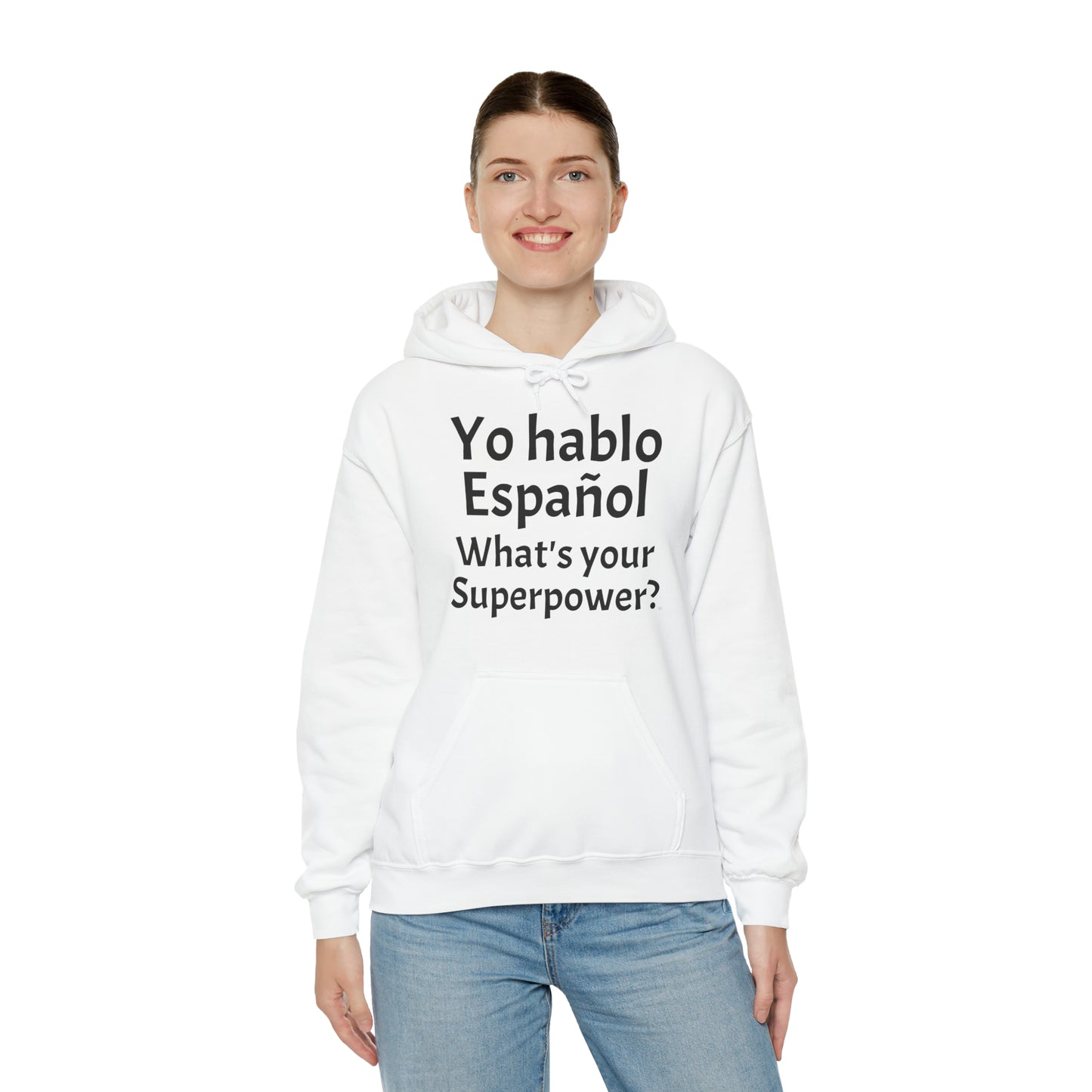 Yo hablo Español, ¿Cuál es tu superpoder? - Sudadera con capucha de mezcla pesada