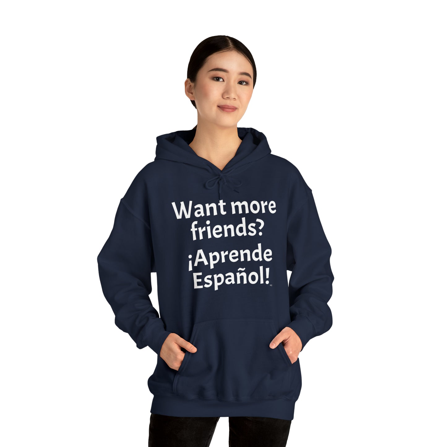 ¿Quieres más amigos? ¡Aprende español! - Sudadera con capucha de mezcla pesada